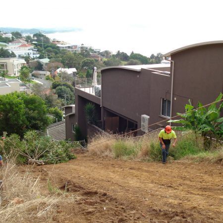 Winching up the hill from around the corner