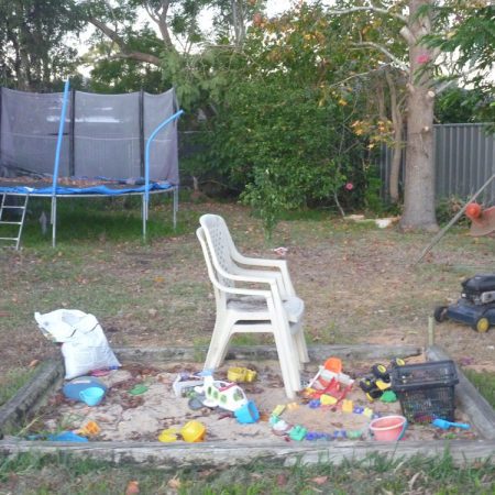 Area cleared - now the kids can play on the trampoline